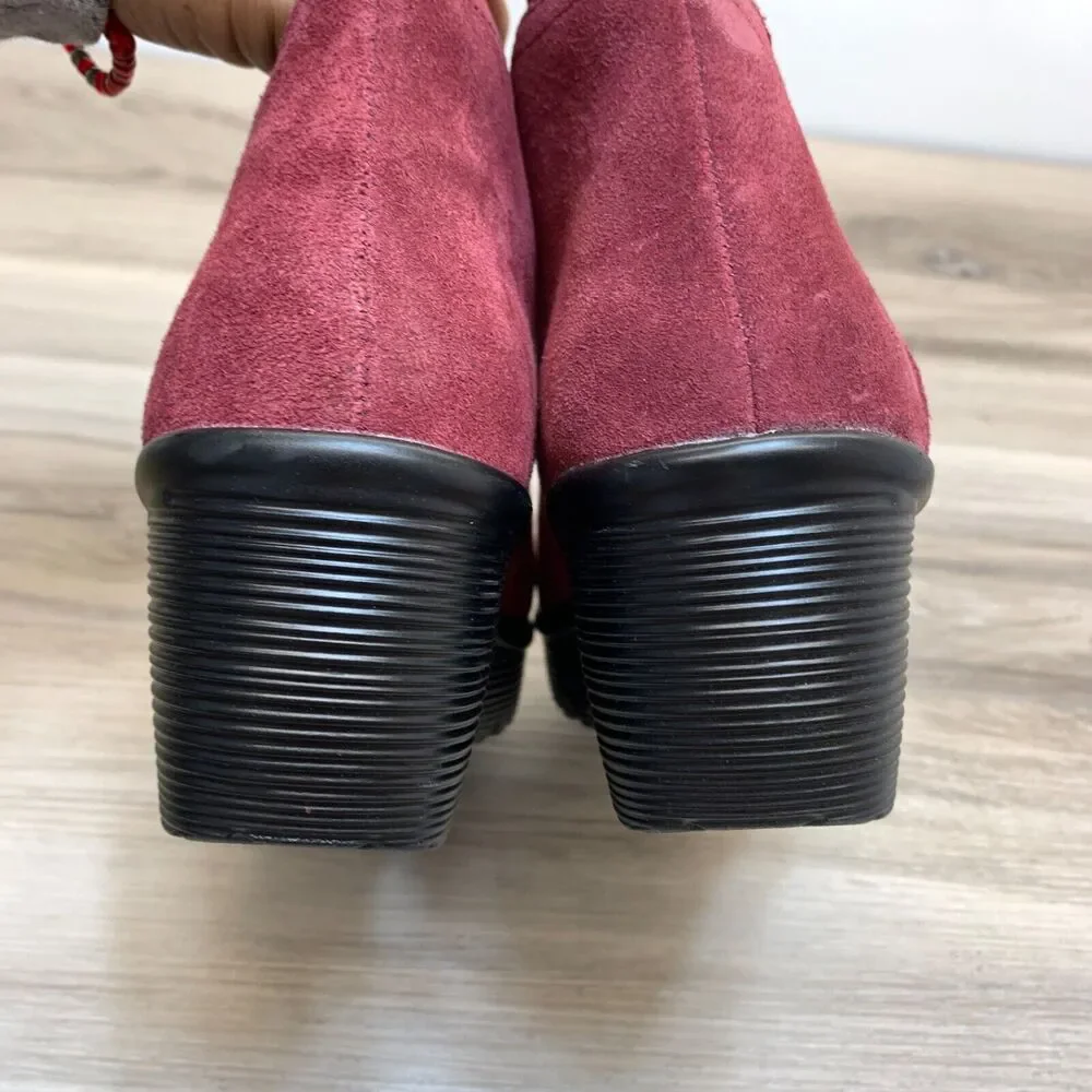 Skechers Parallel‎ Ditto  Burgundy Size 6 Wedge Bootie Suede Comfort Cushioned